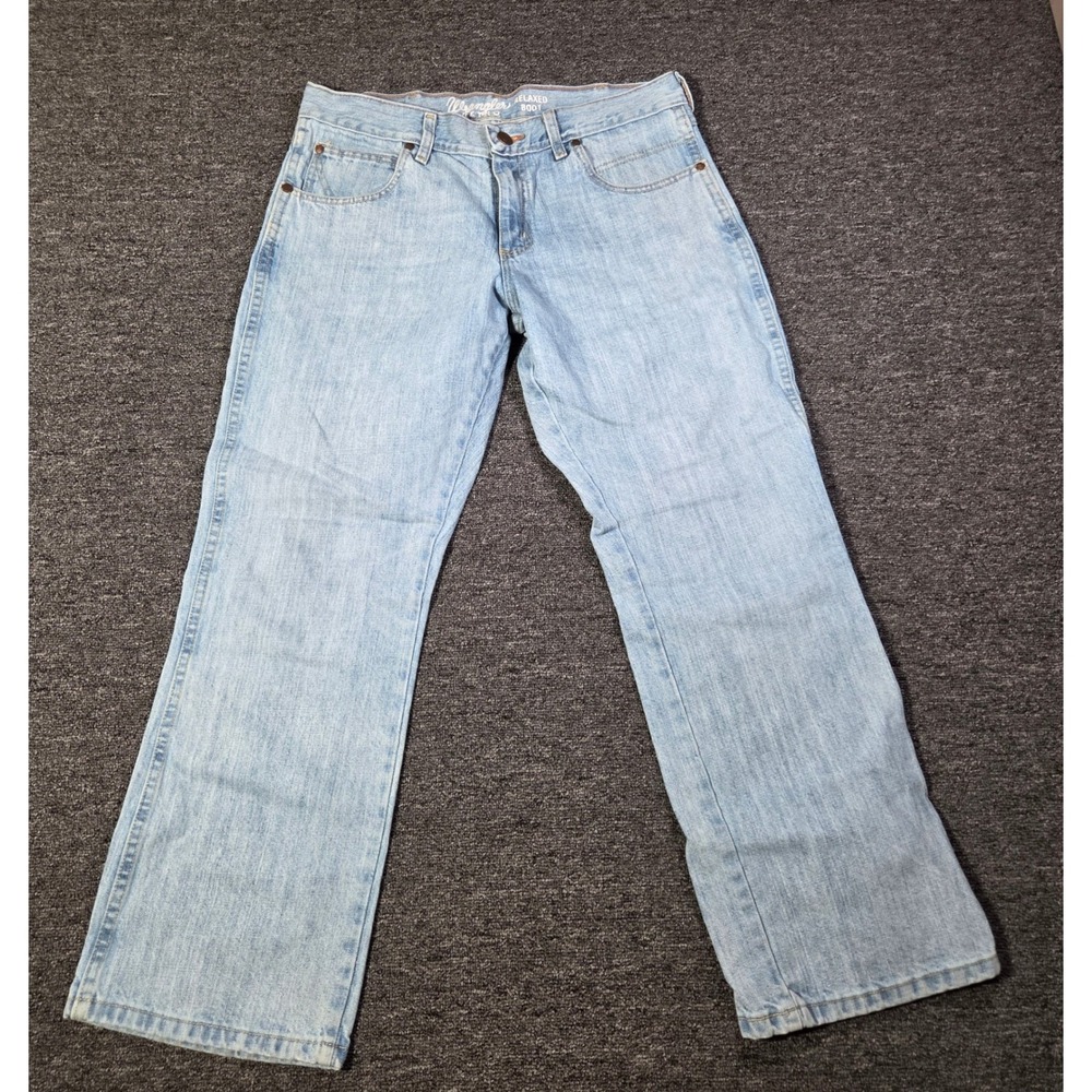 Wrangler Jeans Mens 34x30 Retro Relaxed Boot Light Wash Denim Western Workwear